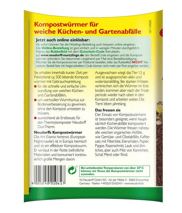 Neudorff Bestell-Set Kompostwürmer 4 Neudorff Bestell-Set Kompostwürmer – Bild 2