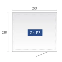 Biohort Metallgerätehaus Panorama® P3, Dunkelgrau -Angebote Biohort Store 4045340 4045548 4045449 WE DE 001 BiohortGeraetehausPanoramaP3SkizzeEinzeltuer