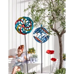 Dehner Metall-Riesen-Windrad Globe, Ca. H186 Cm, Blau-rot -Angebote Biohort Store 4210076 4210092 4210621 4210654 WE MO 002 RiesenwindradGlobeGartendekoGartenstabDekostab