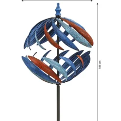 Dehner Metall-Riesen-Windrad Globe, Ca. H186 Cm, Blau-rot -Angebote Biohort Store 4210654 WE BG 001 DehnerRiesenwindradGlobeGartenstabWindradGartendekoDekostab