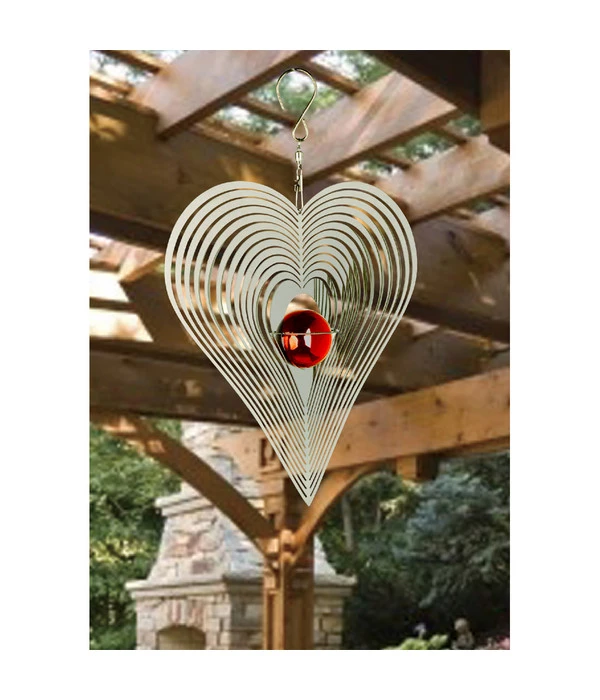 NATURE'S MELODY Windspiel Cosmo Herz, 18,5 X 4,5 X 27 Cm, Silber/rot 4 NATURE'S MELODY Windspiel Cosmo Herz, 18,5 X 4,5 X 27 Cm, Silber/rot – Bild 2