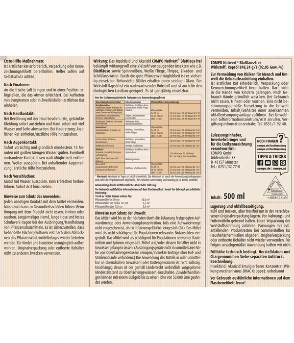 COMPO® Nativert® Blattlaus-frei, 500 Ml 4 COMPO® Nativert® Blattlaus-frei, 500 Ml – Bild 2