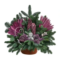 Grabgesteck Im Terrakotta-Topf, Dreieckig, Pink, Ca. B50/H50/T35 Cm