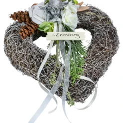 Grabgesteck Eva, Herzförmig, Weiß, Ca. B25/H10/T25 Cm