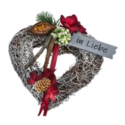 Grabgesteck Salim, Herzförmig, Rot, Ca. B15/H6/T15 Cm