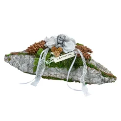 Grabgesteck Aus Rinde, Oval, Weiß, Ca. B40/H15/T14 Cm