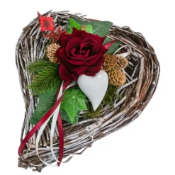 Grabgesteck Bristol, Herzförmig, Rot, Ca. B23/H14/T28 Cm