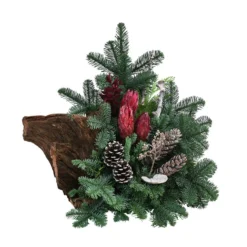 Grabgesteck Auf Wurzelholz, Dreieckig, Rot/braun, Ca. B55/H50/T45 Cm