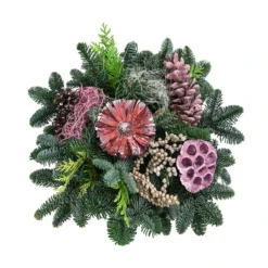 Grabgesteck In Terrakotta-Schale, Rund, Rosa, Ca. Ø35/H20 Cm