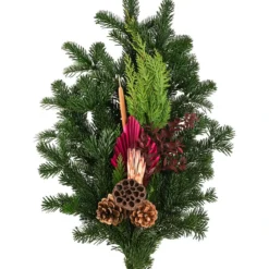 Grabstrauß Aus Nordmann-Tanne, Oval, Pink, Ca. B70/H10/T45 Cm