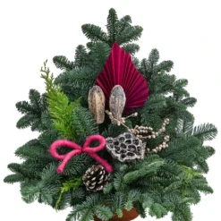 Grabgesteck In Terrakotta-Schale, Dreieckig, Rot, Ca. B40/H45/T30 Cm