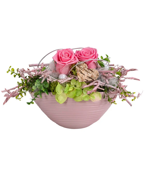 Dehner Keramik-Jardiniere Mit Longlife-Rose Pink Charm, Ca. B20/H15 Cm 3 Dehner Keramik-Jardiniere Mit Longlife-Rose Pink Charm, Ca. B20/H15 Cm
