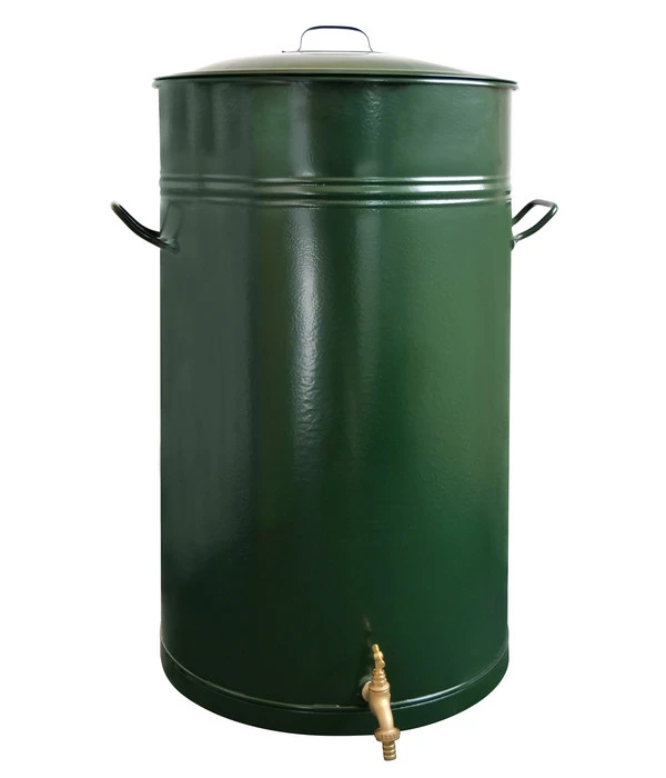 RENNER Metall-Regentonne Inkl. Gelochtem Deckel Und Sockel, 150 L, Dunkelgrün 4 RENNER Metall-Regentonne Inkl. Gelochtem Deckel Und Sockel, 150 L, Dunkelgrün – Bild 2