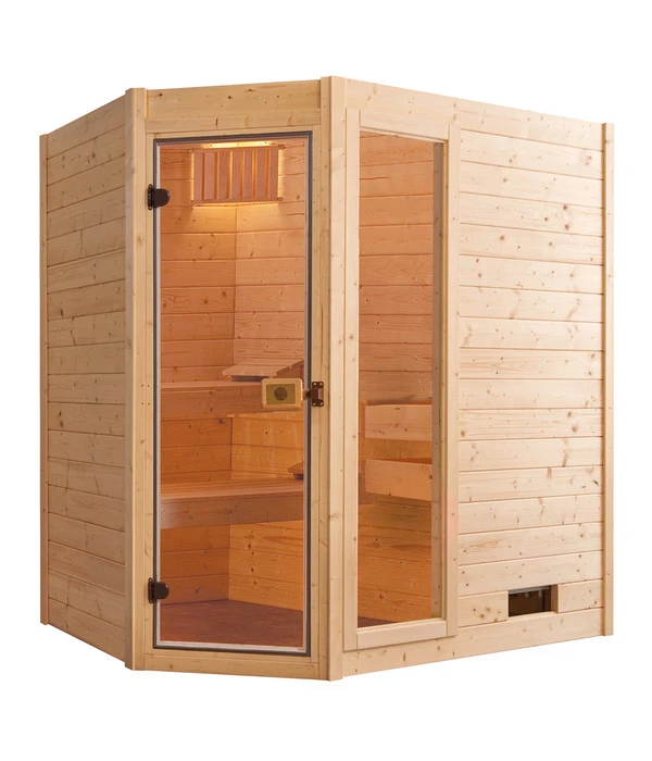 Weka Ecksauna Valida Mit Glastür Und Fenster Inkl. Ofen, Ca. B189/H203,5/T139 Cm 3 Weka Ecksauna Valida Mit Glastür Und Fenster Inkl. Ofen, Ca. B189/H203,5/T139 Cm