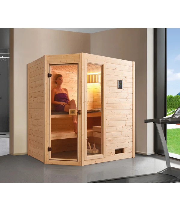 Weka Ecksauna Valida Mit Glastür Und Fenster Inkl. Ofen, Ca. B189/H203,5/T139 Cm 4 Weka Ecksauna Valida Mit Glastür Und Fenster Inkl. Ofen, Ca. B189/H203,5/T139 Cm – Bild 2