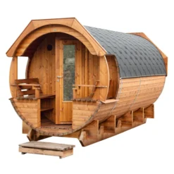 Wolff Finnhaus Saunafass Premium Svenja 1 Bausatz Thermoholz, Ca. B226/H252/T411 Cm