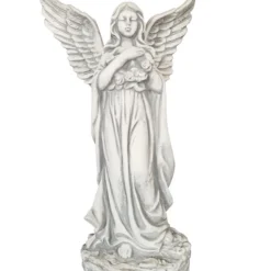 Fantasieco Stein-Figur Engel Rosenkranz, Ca. H46 Cm