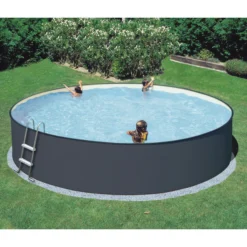 Summer Fun Stahlwandpool-Set Einsteiger, Rund, Anthrazit