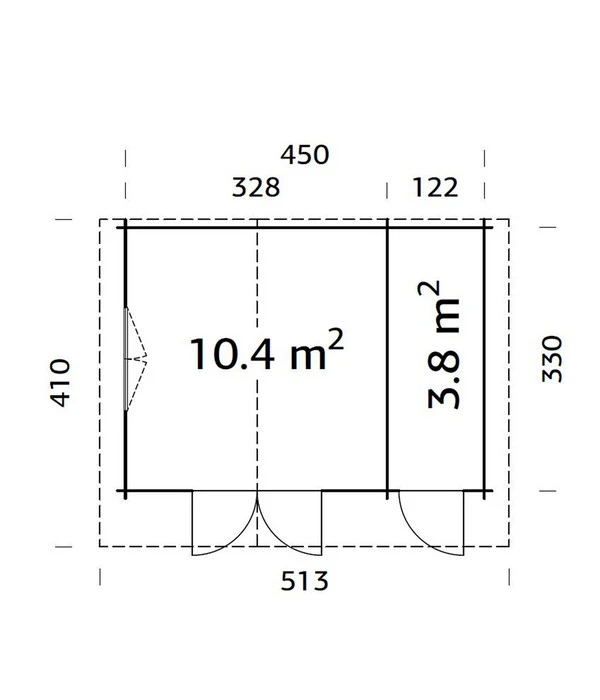 Palmako Gartenhaus Emma, Ca. B513/H268/T410 Cm 5 Palmako Gartenhaus Emma, Ca. B513/H268/T410 Cm – Bild 3