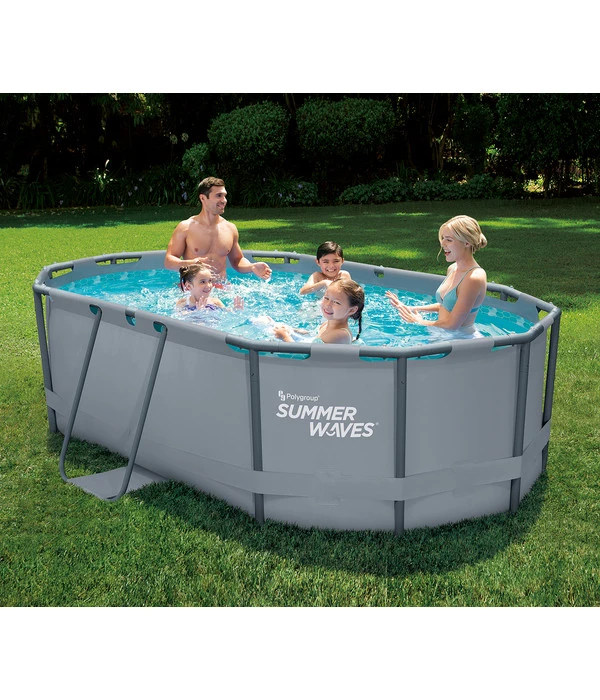 Summer Waves Frame Pool-Set, Oval, Anthrazit 4 Summer Waves Frame Pool-Set, Oval, Anthrazit – Bild 2